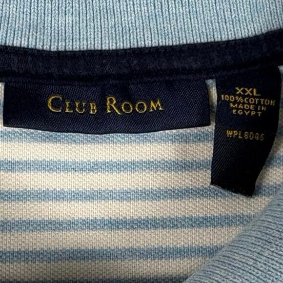 Club Room Blue and White Striped Collared 
Size XXL 100% Cotton Polo Shirt - Picture 3 of 6